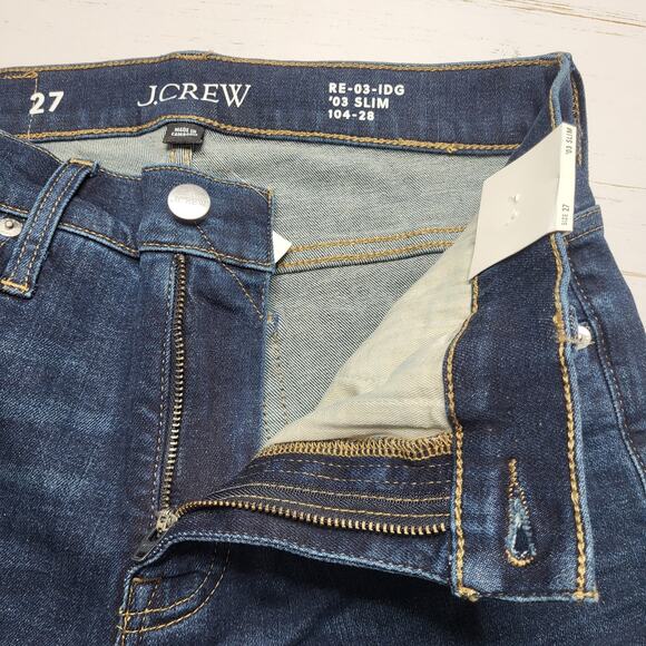 J. Crew 03 Slim Straight Crop Jeans Dark Wash Mid Rise Super Stretch Sculpted 27 - Picture 6 of 11
